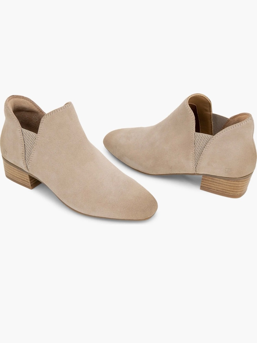 gentle souls Beige Suede Pointed Low Heel Ankle Booties